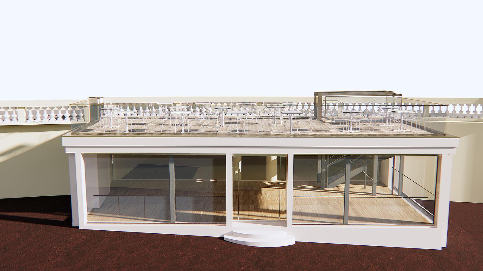 Véranda toîture-terrasse commerciale